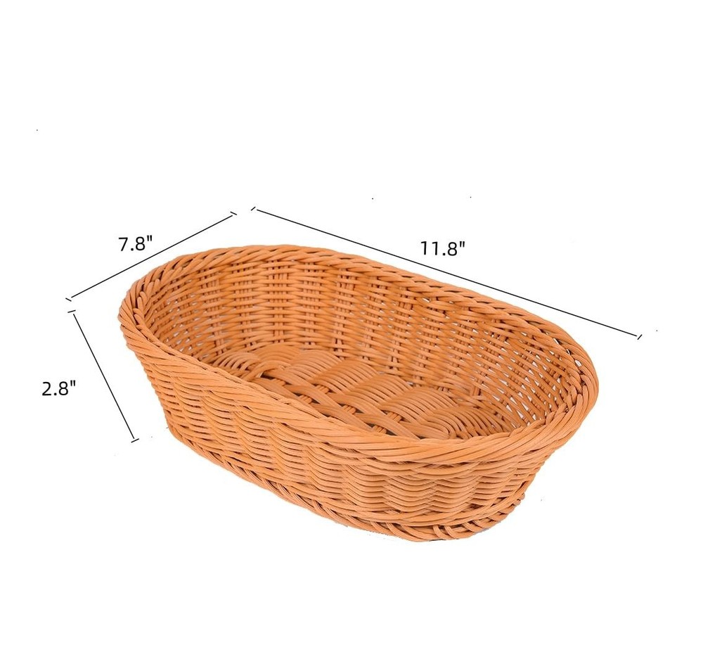 Woven Breads Baskets, Oval Small Fruit Baskets Stackable Plastic Wicker Baske...