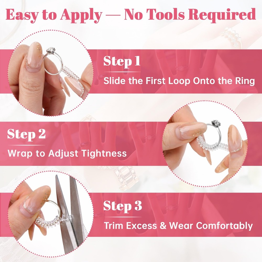 Ring Sizer Adjuster for Loose Rings – 12 Pack Invisible Guards, clear