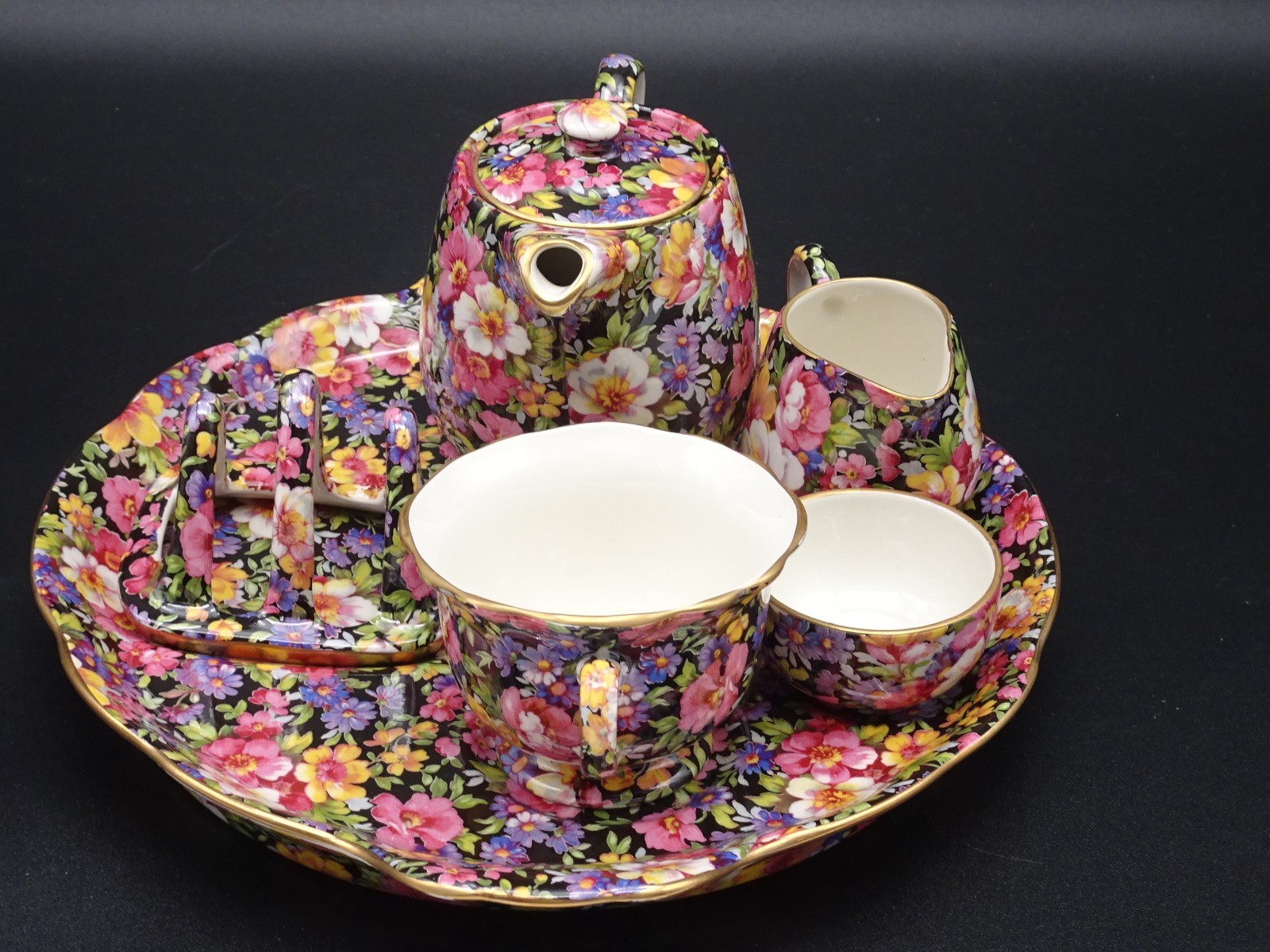 JAMES KENT STAFFORDSHIRE "LYDIA" CHINTZ BREAKFAST SET 100TH ANNIVERSARY EDITION