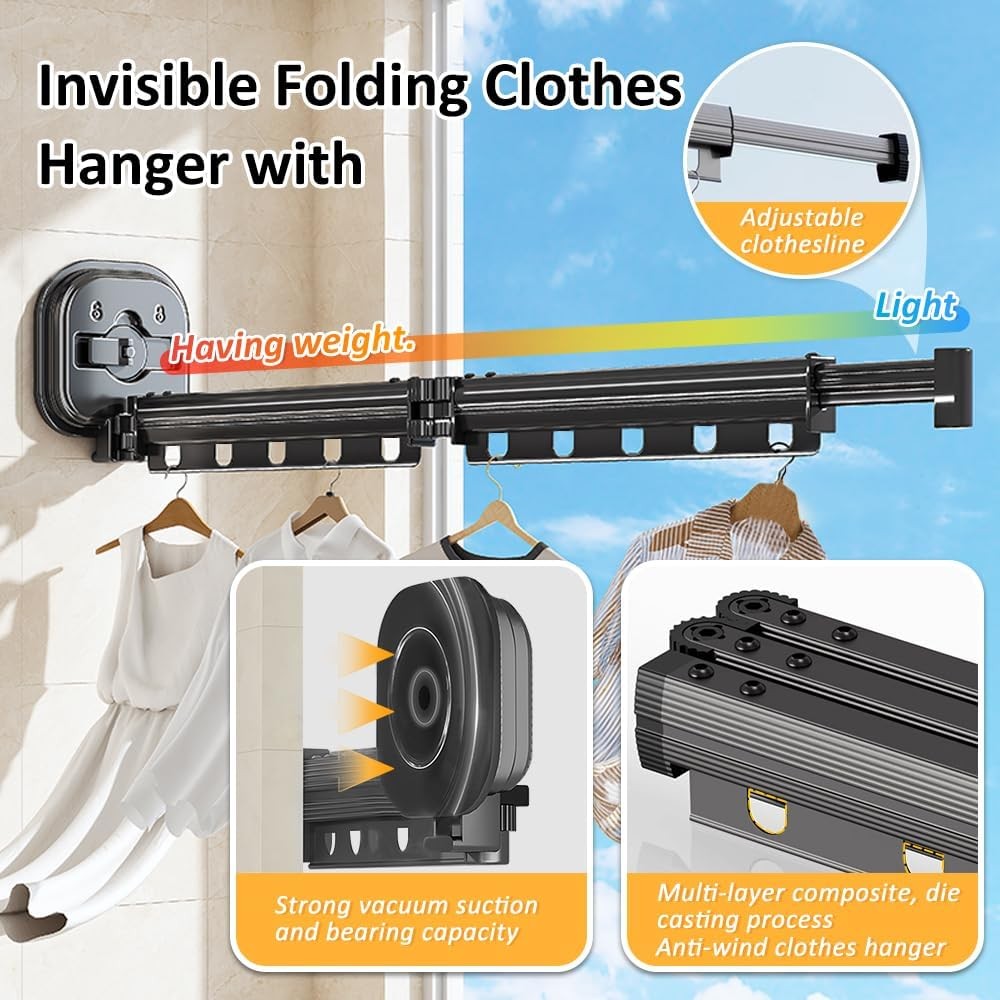 Foldable Wall Mounted Laundry Clothes Drying Rack, Space Saving Laundry Drying R