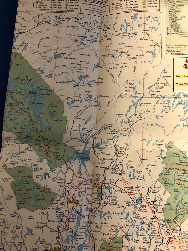 Vintage 72-73 Quebec Sunoco Road Map