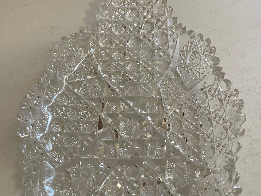 Antique ABP Oval Shape Cut Glass Tray