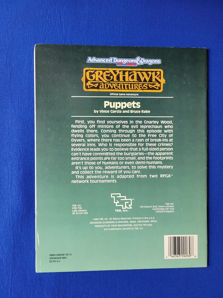 AD&D Puppets Adventure Module - Greyhawk Adventures 9269