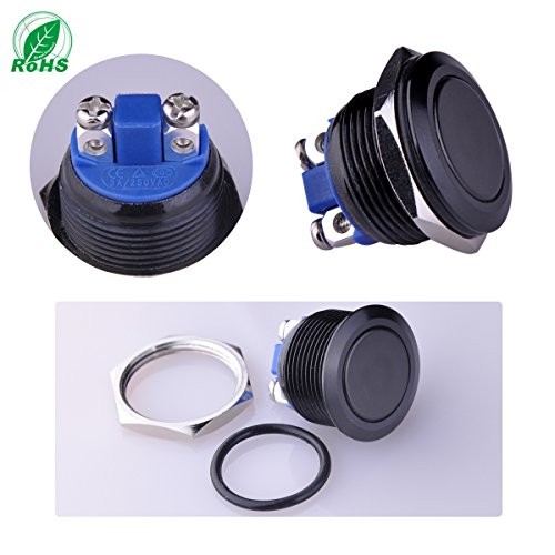Momentary Push Button Switch U19A1 1NO SPST Black Metal Shell Suitable black