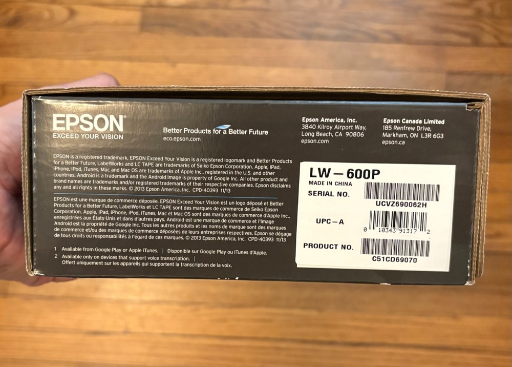 Epson LabelWorks Portable Label Printer LW-600P