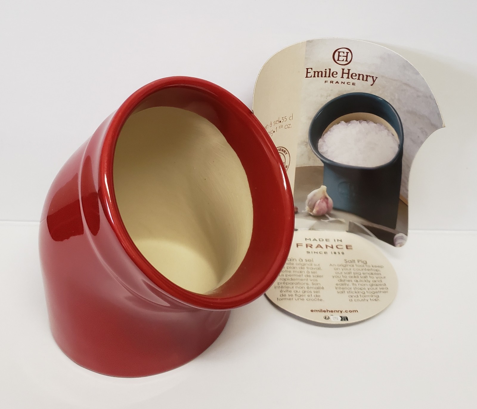 Emile Henry Burgundy/Red Salt Pig Pot Cellar Made in France