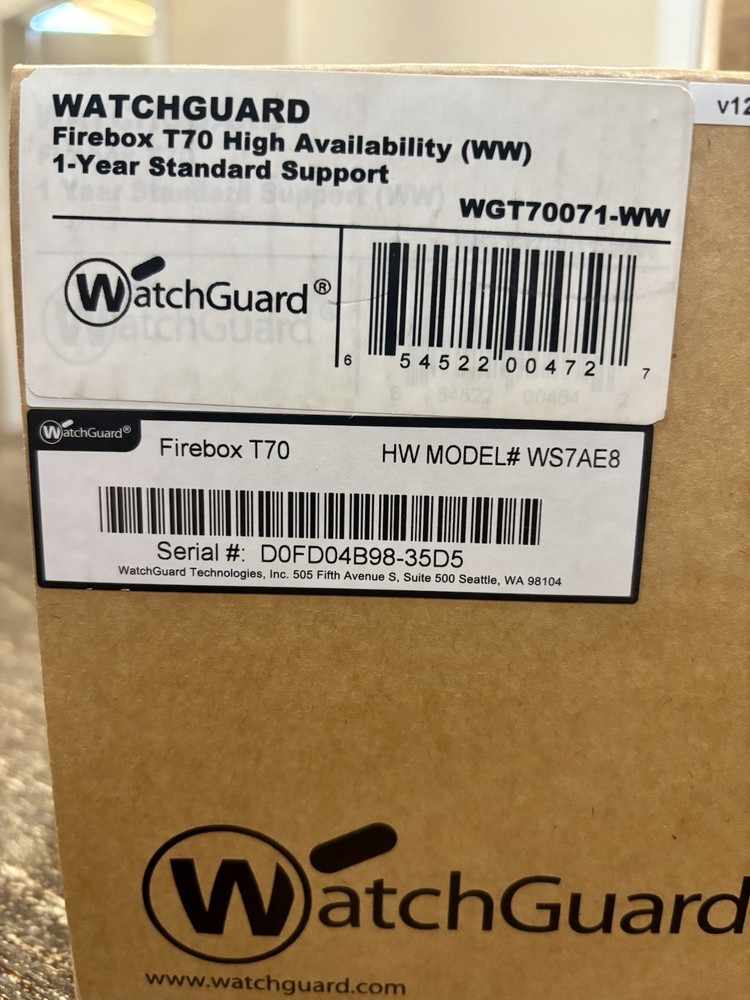 WatchGuard Firebox T70 Network Security Firewall WS7AE8 High Availability - New