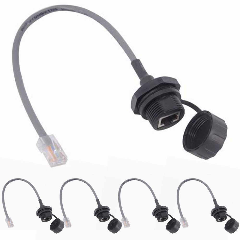 5PCS Panel Mounting RJ45 Waterproof Connector M25 Cat5/5e Ethernet LAN Cable ...
