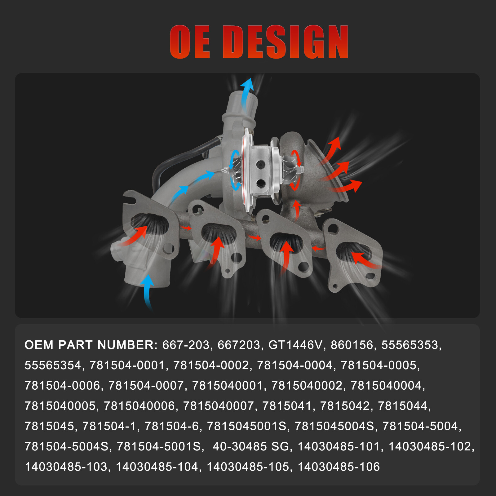Turbo Turbocharger Kit for Chevy Cruze Sonic Trax Buick Encore L4 1.4L 55565353