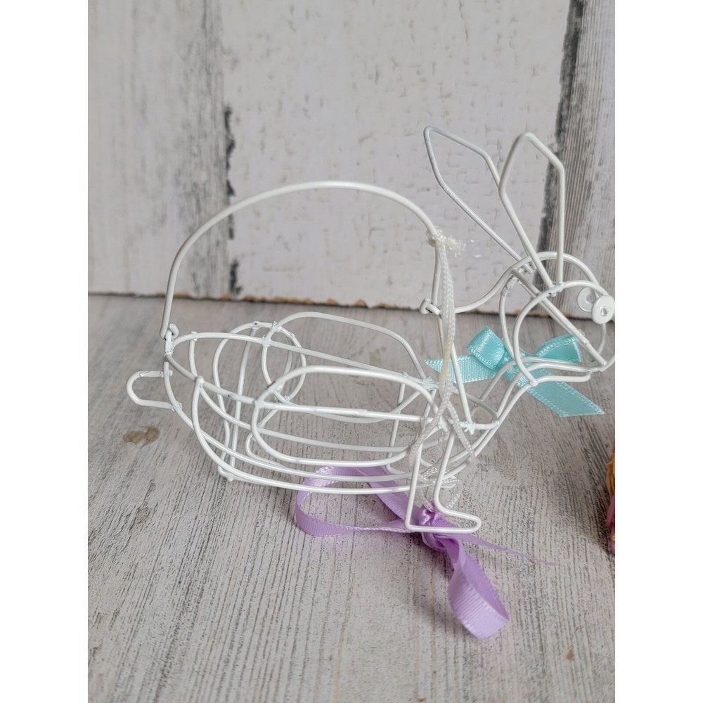 Mini bunny wire basket Egg Set Easter ornament Xmas