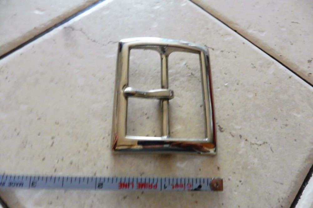 VINTAGE NOS JAY PEE SOLID BRASS CHROMED 1 3/4" REPLACEMENT SILVER BELT BUCKLE