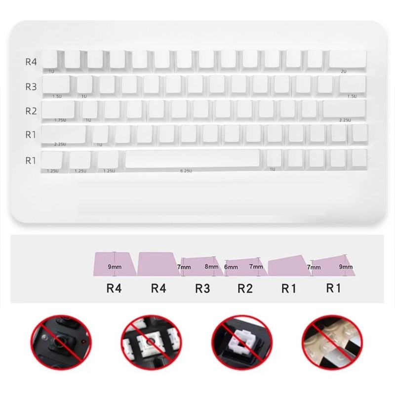 64Pieces PBT Blank Keycap Original Profile Gaming Keycap DIY Key Button Keycap