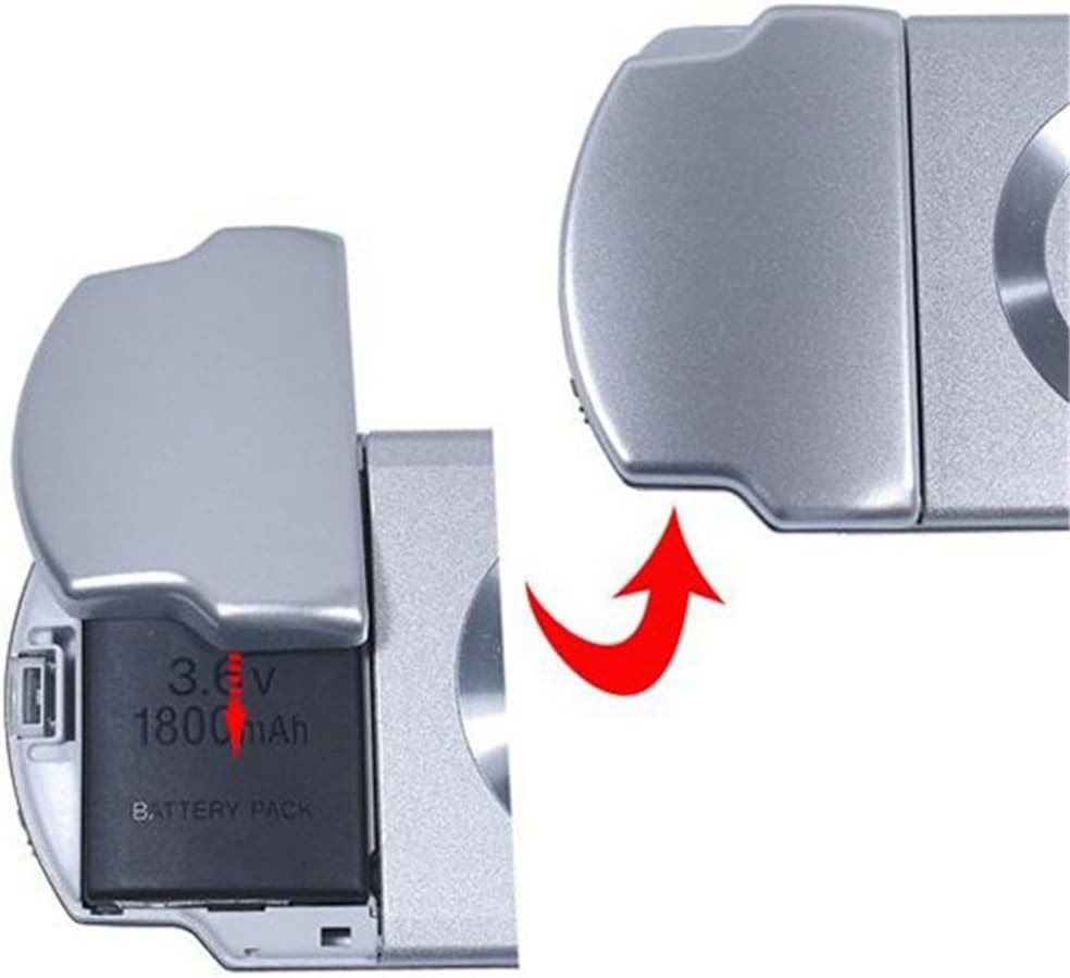 Replacement Battery Door Cover for PSP 2000/2001/3000/3001 – Solid Silver Design