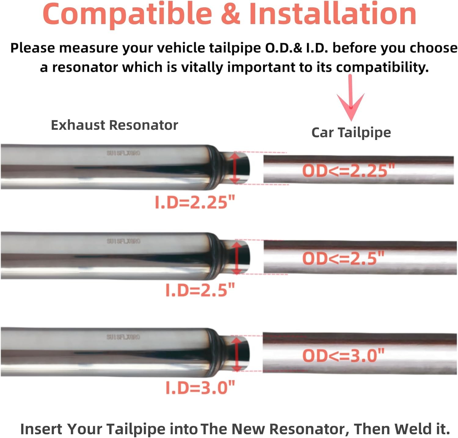 Exhaust Resonator Muffler, Straight Through Design, Low and Deep 2.25X18/22