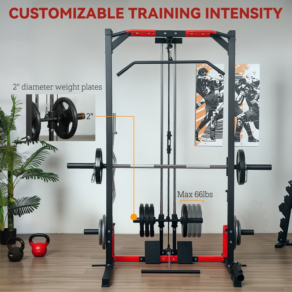 Soozier Smith Machine, Multi-Function Power Cage with Lat Pull Down System