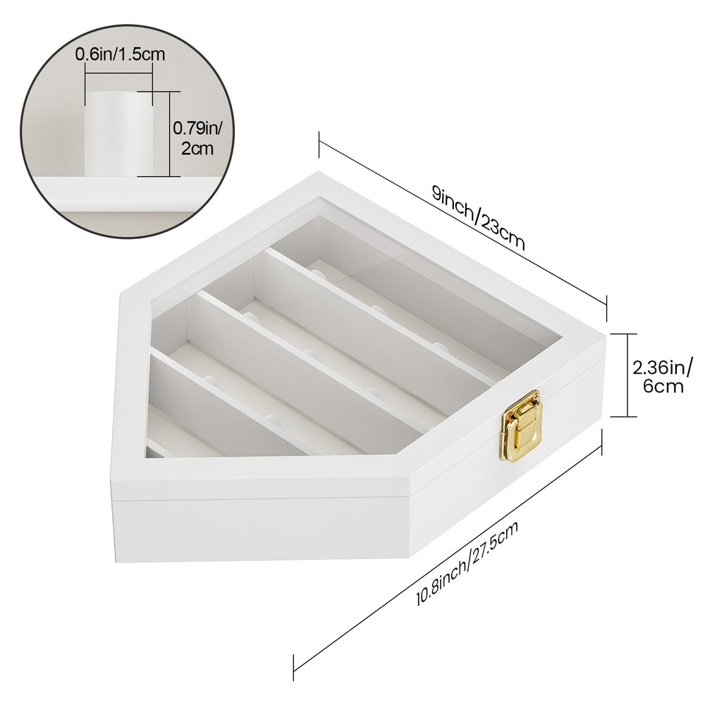 TJ.MOREE Championship Ring Display Case, 12 12 Posts, 12 Posts-white-pentagon