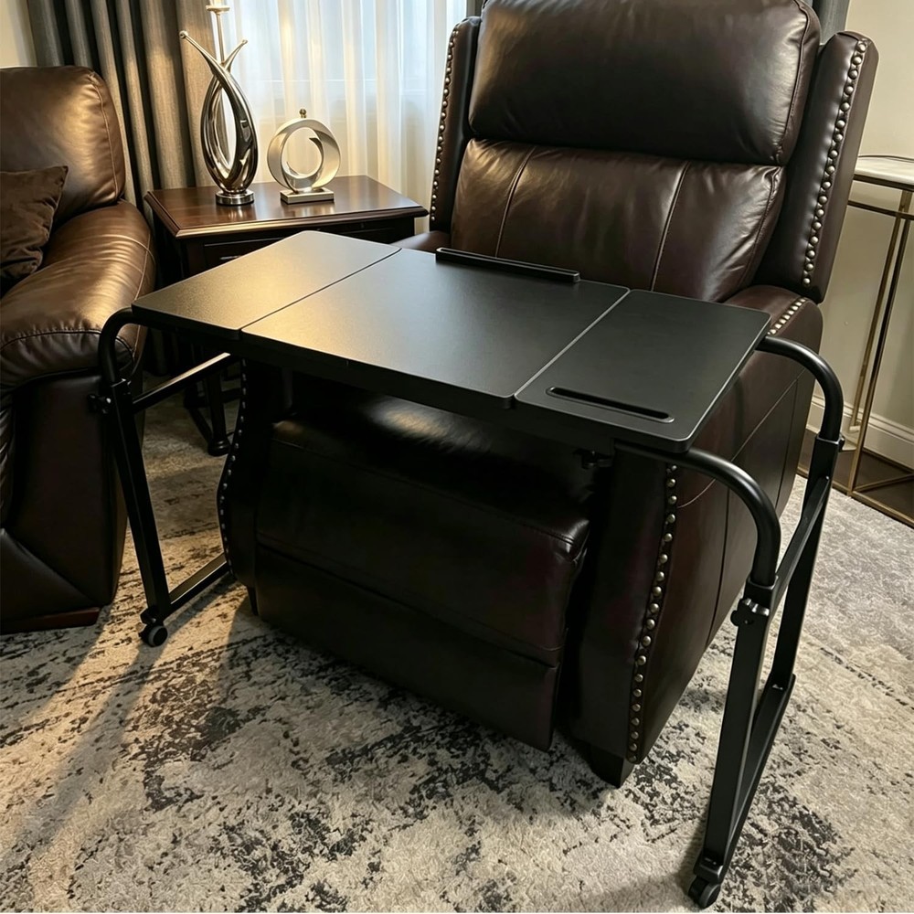 Overbed Bedside Table Over The Bed Table W/ Wheels Height Adjustable Medical