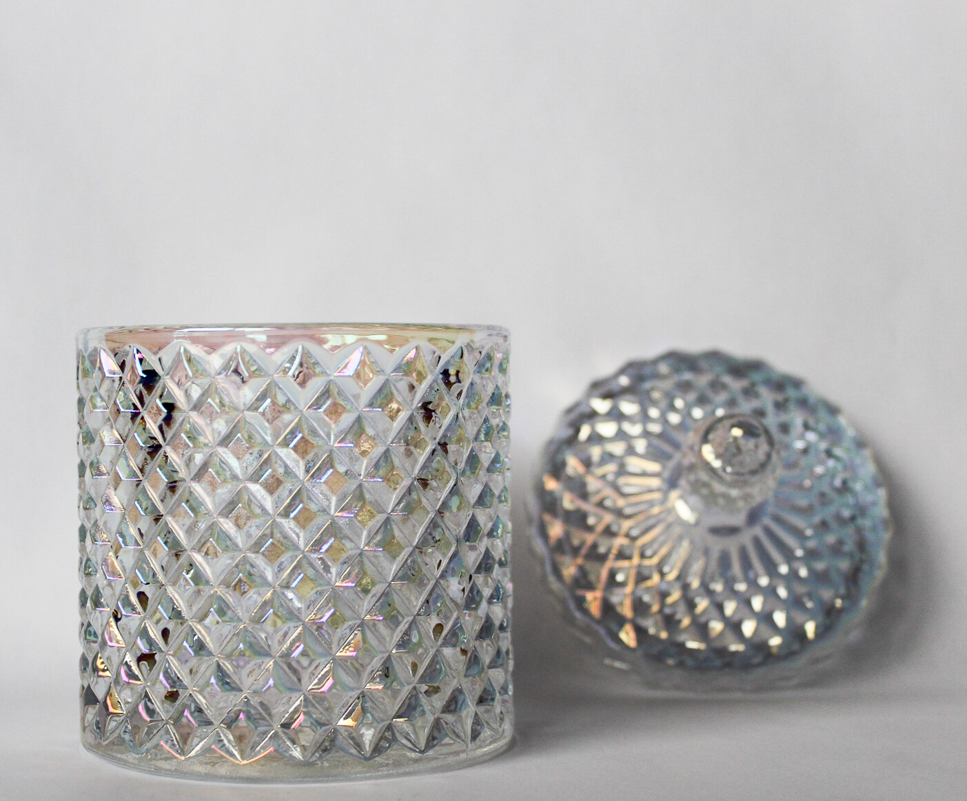 Elegant Candle Making Containers | 6 Beveled Glass Jars with Lids