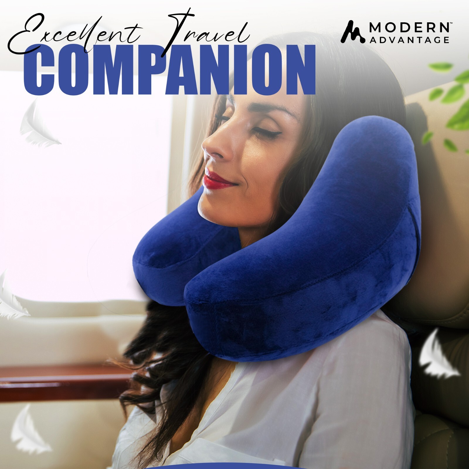 Inflatable Travel Neck Pillow NEW (BLUE) FREE SHIPPING Sleep Mask & Earplugs