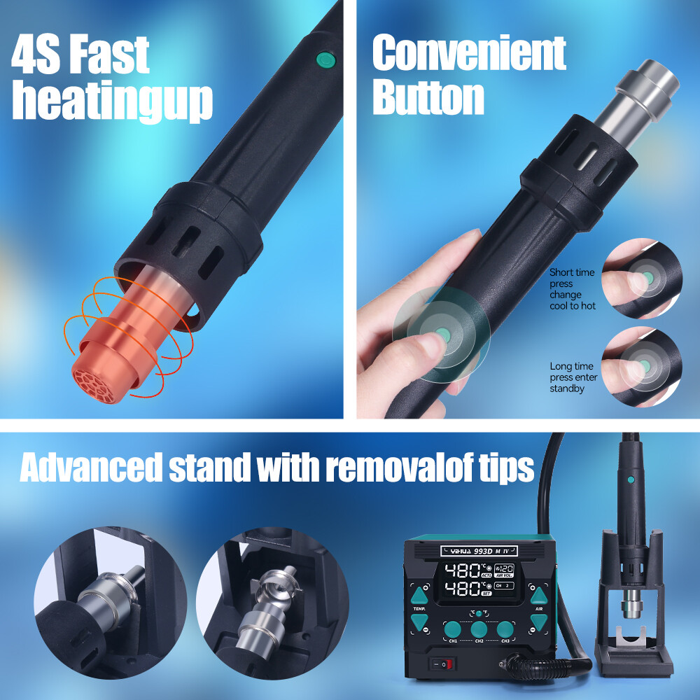 YIHUA 813 DC Power Supply Hot Air Gun Soldering Station 4 In 1 Phone Repair Tool