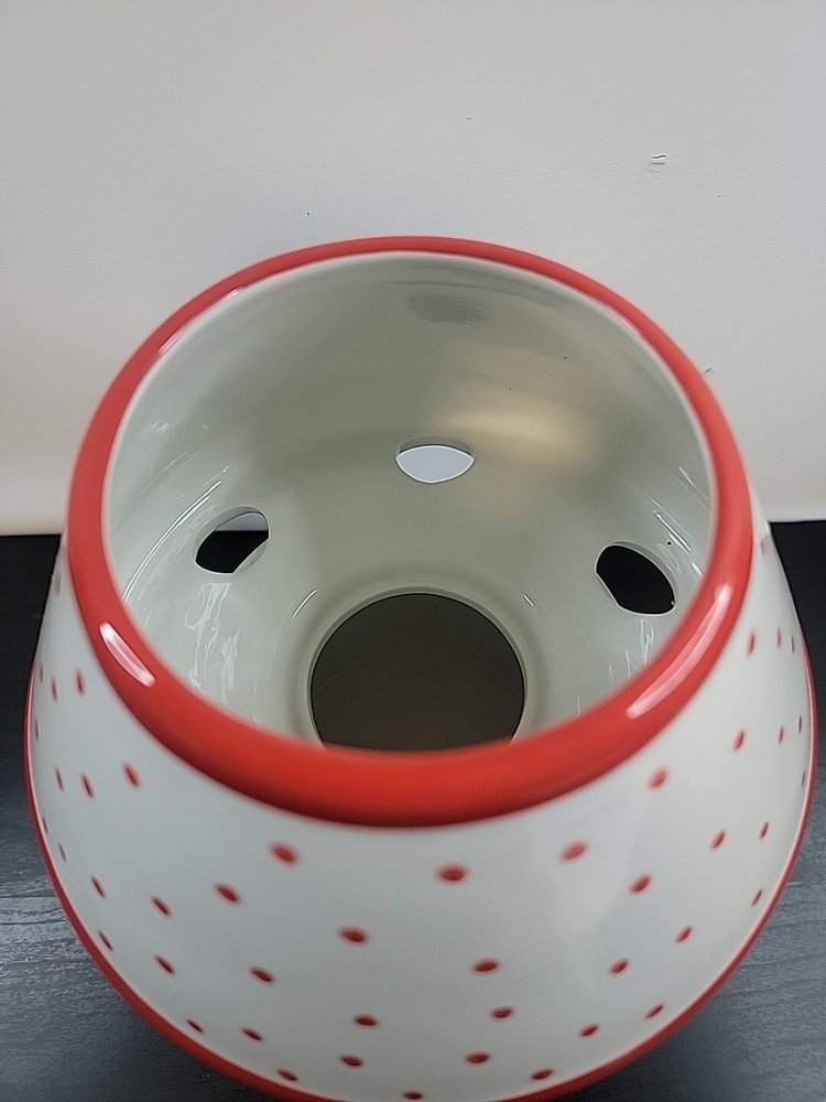 Blue Sky Ceramic Candle Lamp Cherries Red Polka-dots 2Pc Set