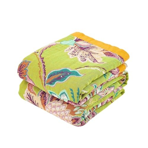 Fall Throw Blanket, 100% Cotton Soft Rustic Boho Throw 60x80 Inch Q-throw