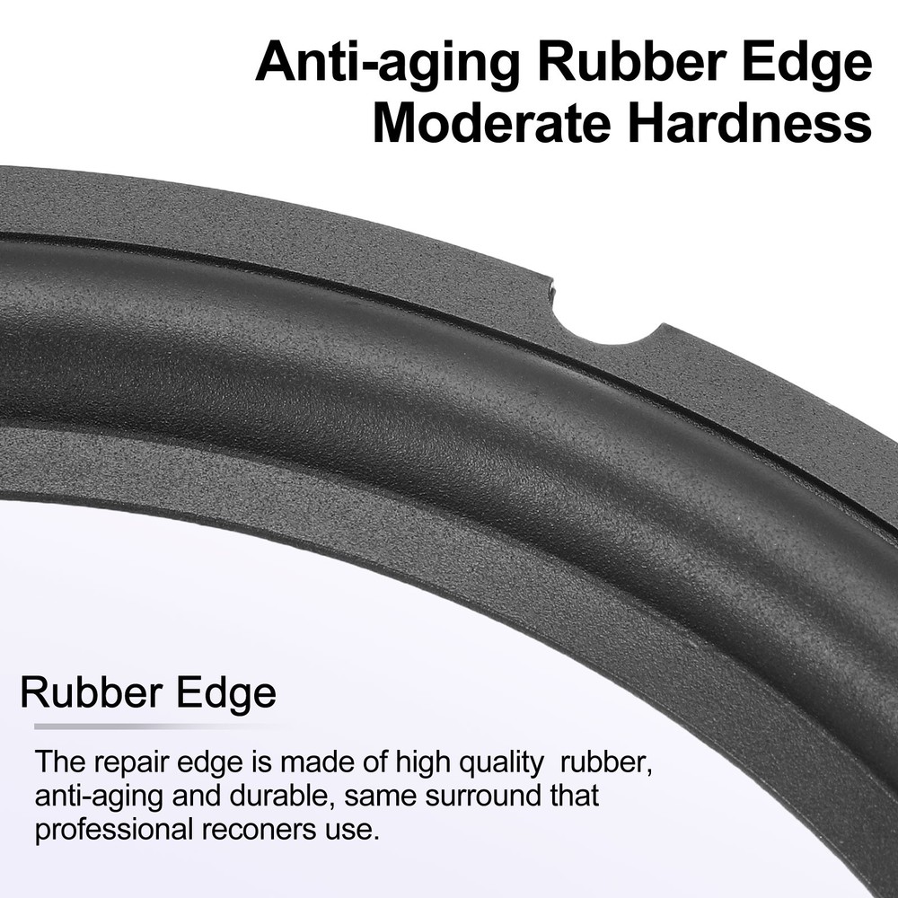 Black 8 Inch Rubber Notch Speaker Edge Surround Ring