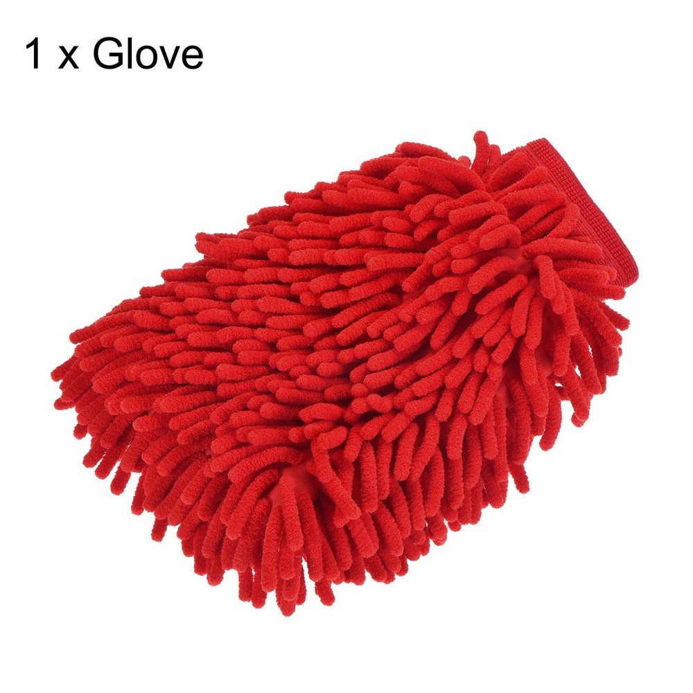 Microfiber Chenille Double-Sided Large Dusting Wash Mitten Rose Red