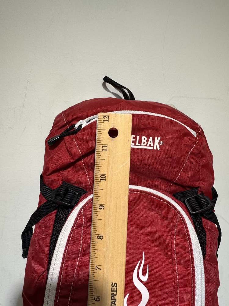 Camelback Backpack Hydration Pack Mini Mule Red W /White Flames NO BLADDER
