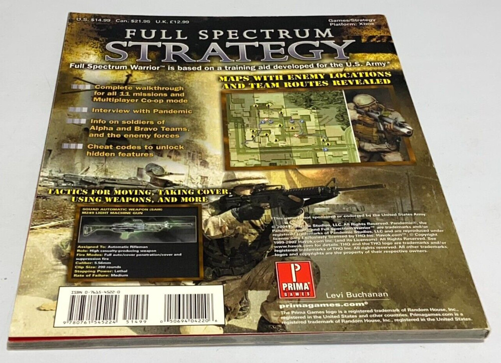 Full Spectrum Warrior Prima Official Game Guide Paperback 2004
