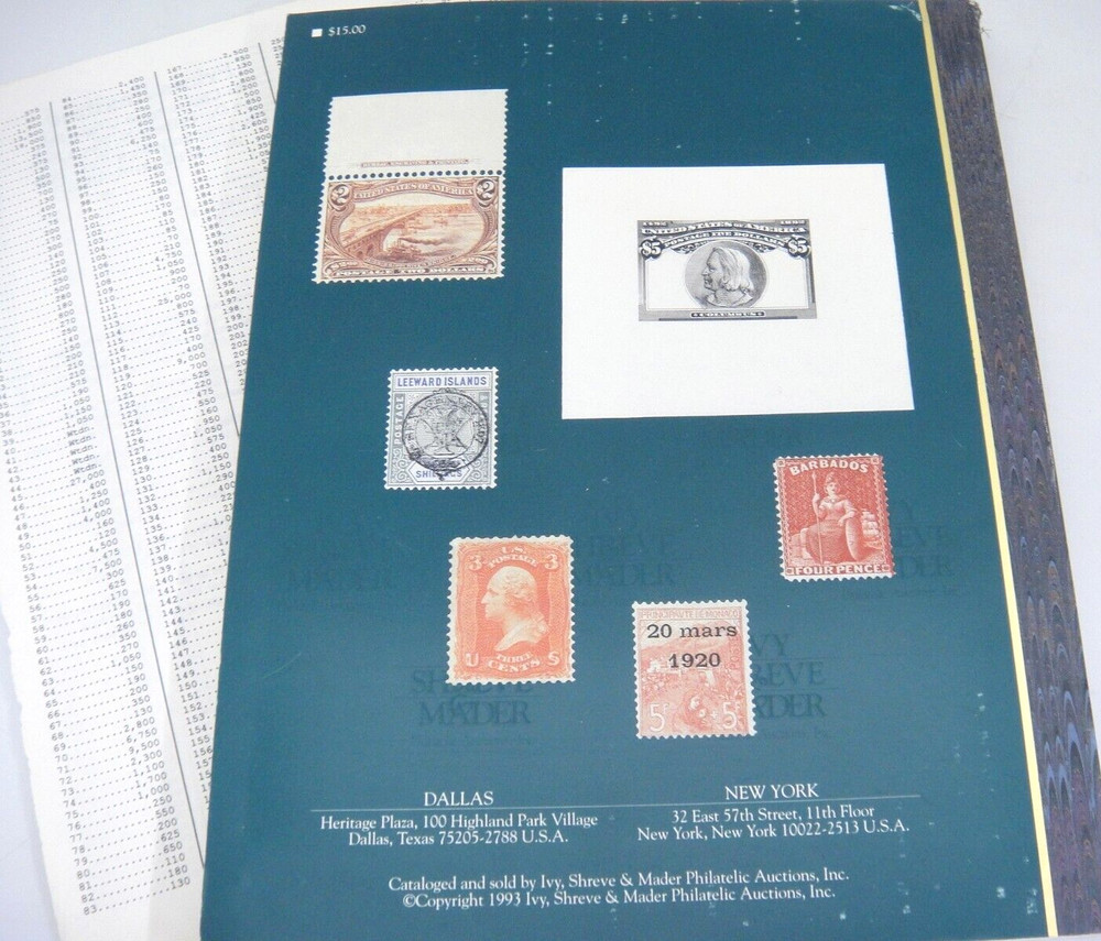 Ivy Shreve Mader Stamp Auction Catalog 1993 Gilbert Plass Collections US Foreign