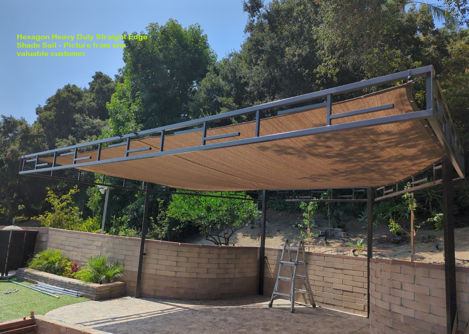 90% Straight Edge Sun Shade Sail, Pergola Cover Canopy Shade W/ Grommets Walnut