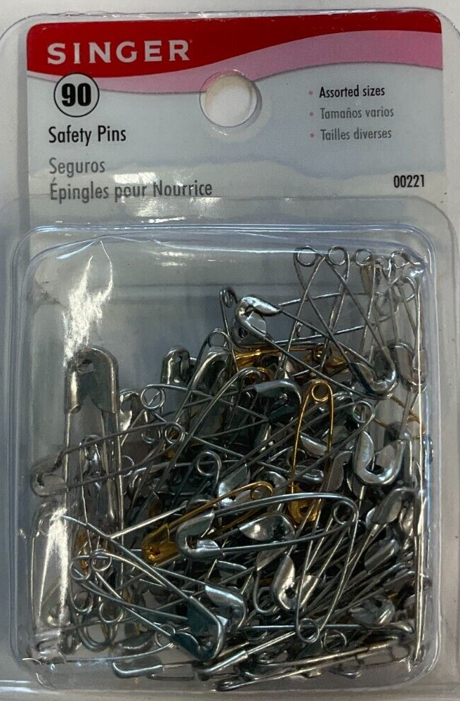 SINGER #00221 - ASSORTED SIZE SAFETY PINS (90 COUNT)