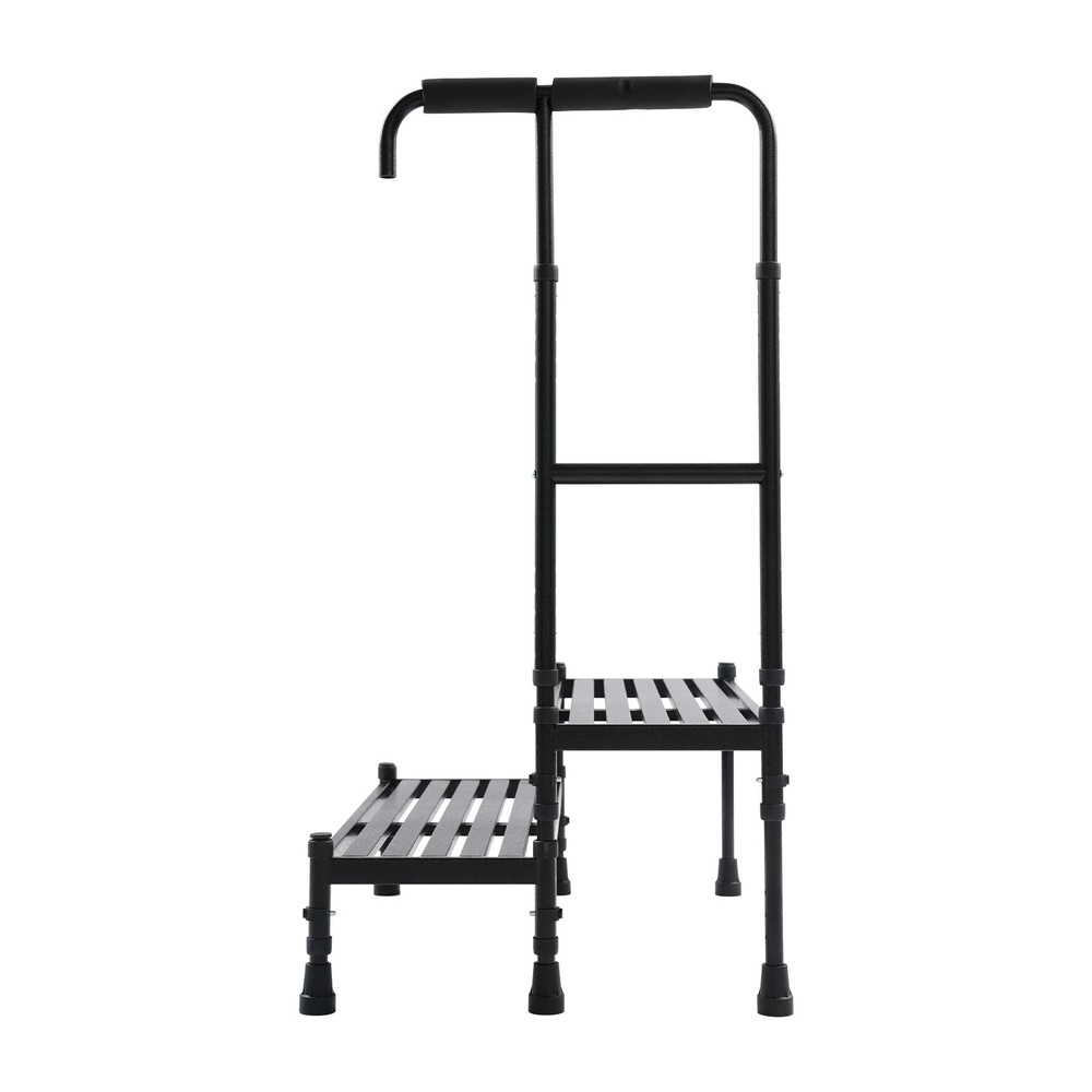 2-Step Stool with Adjustable Handle, Sturdy Metal Design for Safe Use