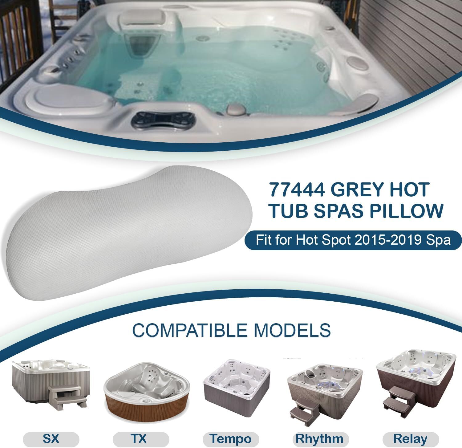 4-Pack 77444 Hot Tub Head Rest Pillows for Hot Spot Relay, Rhythm, SX, Tempo, TX