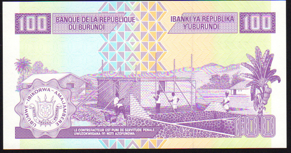Burundi 100 Francs 2011, Pick 44b Mint Unc