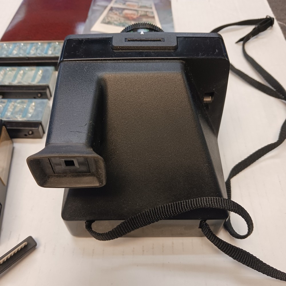 Polaroid Land Camera Pronto! with Strap Untested WITH Flashbar and Kalimar Flash