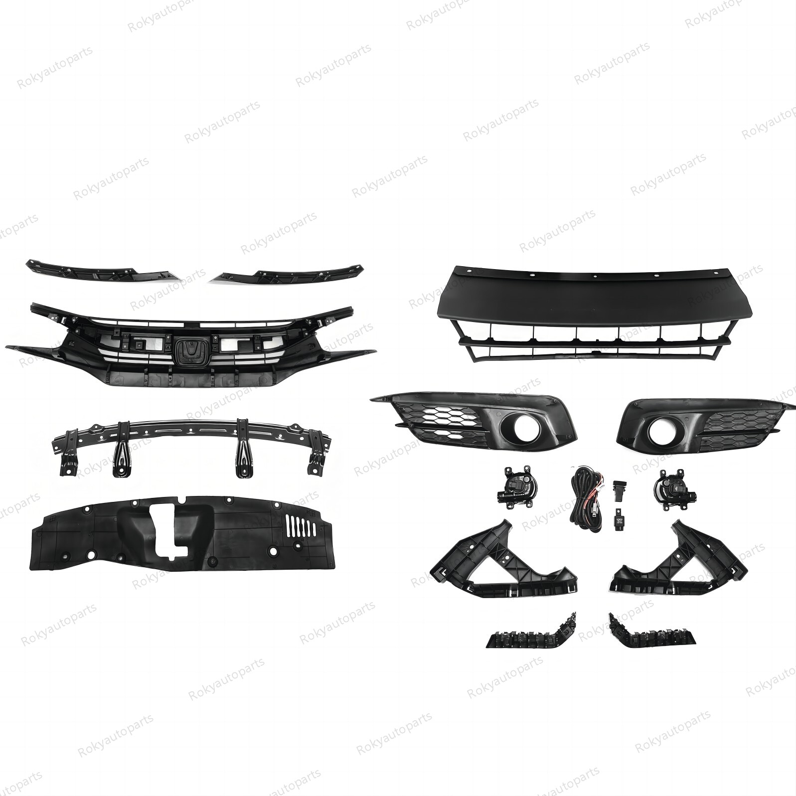 For CIVIC 2016-18 Grilles/Fog Light Set/Radiator Cover/Bumper Headlight Brackets