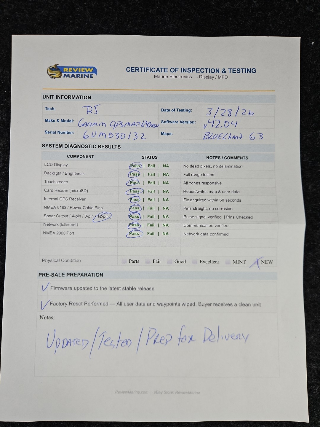 Garmin GPSMAP 1243xsv Combo GPS/Fishfinder + SideVu/ClearVü/CHIRP ✅ New Open Box