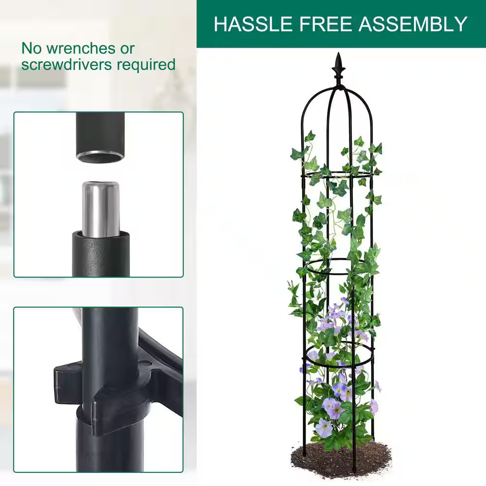 5.7 Ft Garden Obelisk Trellis ; Lightweight Rustproof Plastic Coated Metal Tall