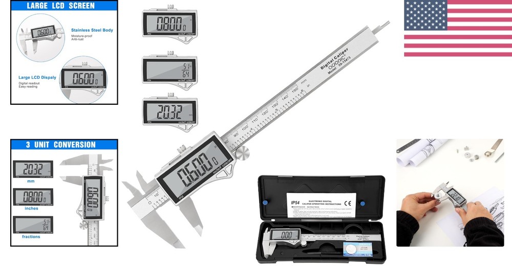 Multi-Mode 0-6'' Digital Caliper - Precision Measuring Tool for DIY Projects