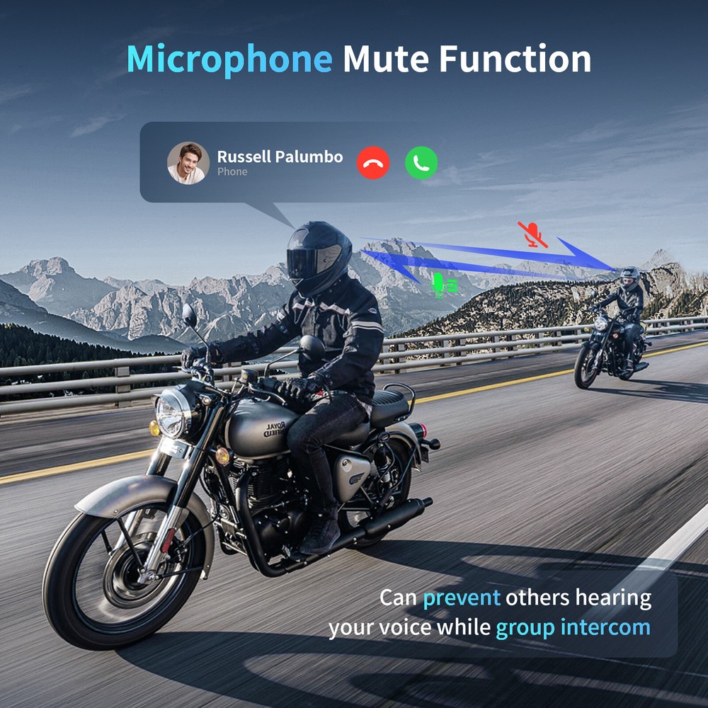 M1-S Plus Motorcycle Intercom Headset Bluetooth Music Sharing FM 10 Riders 2000m
