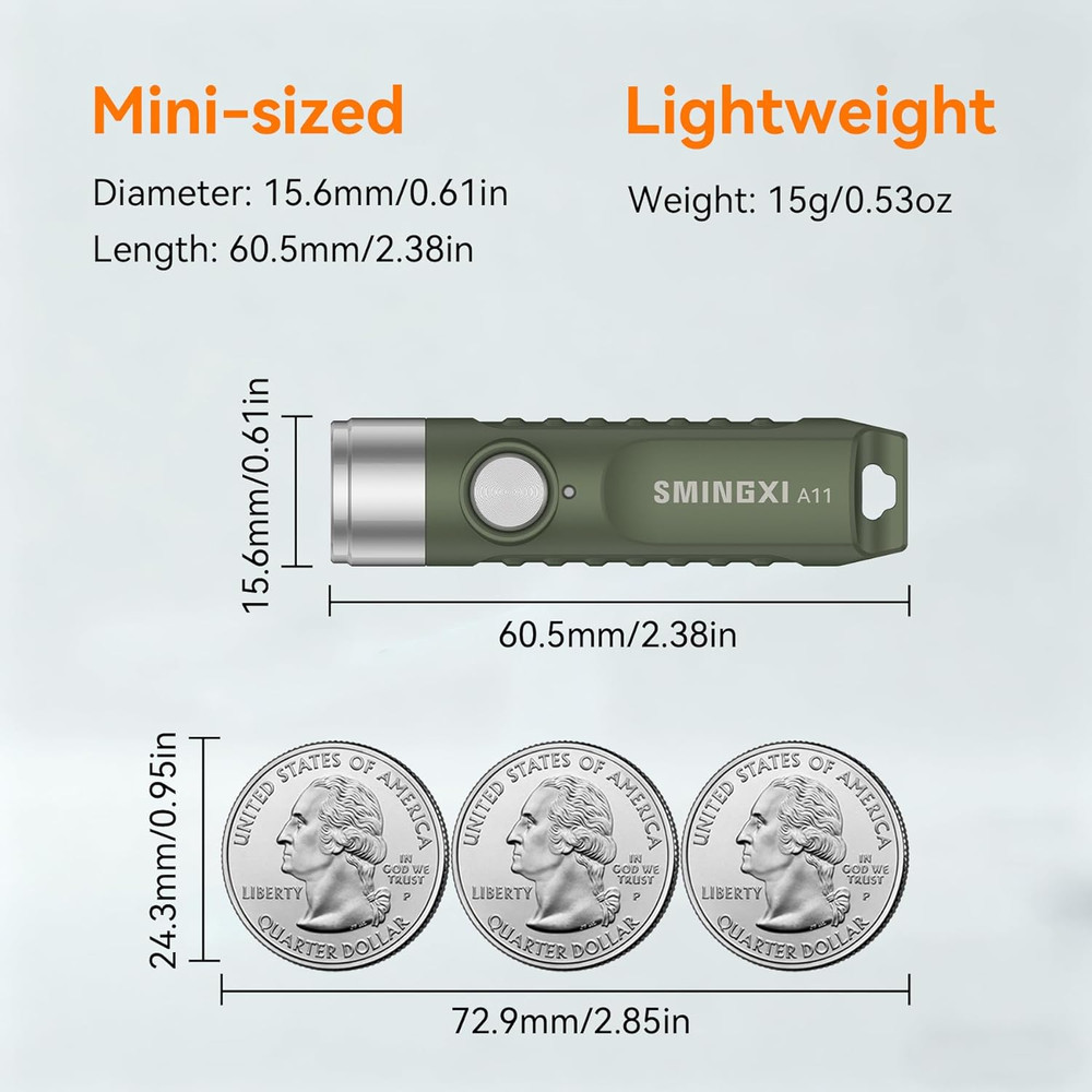 A11 Rechargeable Keychain Flashlight -Pocket Mini Flashlight,Key-Chain 500 High