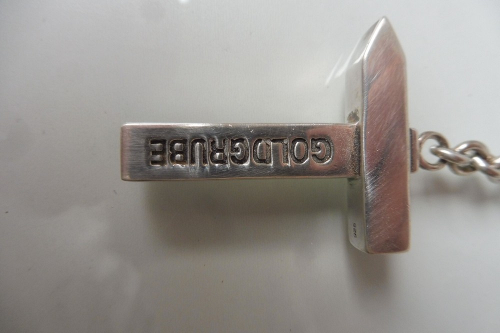 Beautiful Old Solid Keychain Hammer Goldgrube 925 Silver