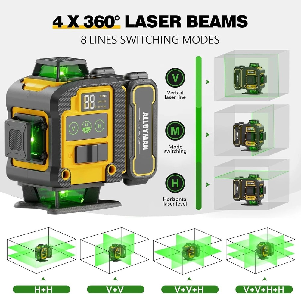Outdoor Laser Level with Automatic Self-Leveling & Extended Battery Life, Tripod