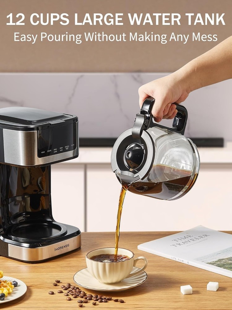 Coffee Maker, Programmable Drip Coffee Maker 12 Cup, Regular & Strong Brew Dr...