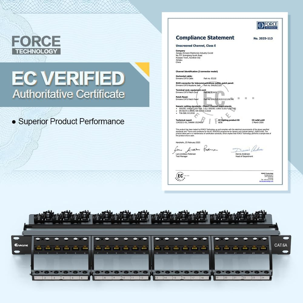 24 Port Patch Panel RJ45 Patch Panel CAT6a Keystone Patch Panel UTP with Smart