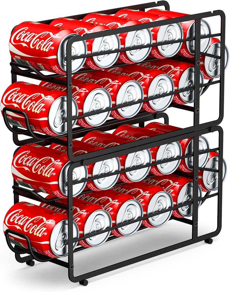 Soda Can Organizer Storage Rack, 2 Pack Stackable Beverage Soda Can Dispenser Or