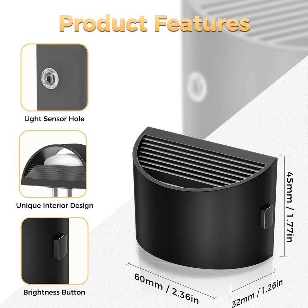 LED Night Light[2 Pack], Night Lights Plug into Wall, 3 Level Brightness Adjusta