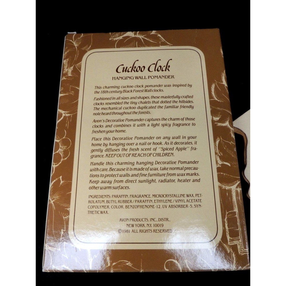 Avon Cuckoo Clock Hanging Wall Pomander